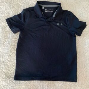 Boys Under Armour UA Polo Collared Short Sleeve Shirt Heat Gear YSM 8 Black gray